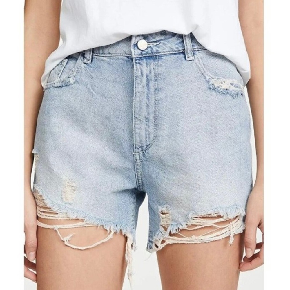 DL1961 Hepburn Jean Shorts High Rise Wide Leg Blue Size 24